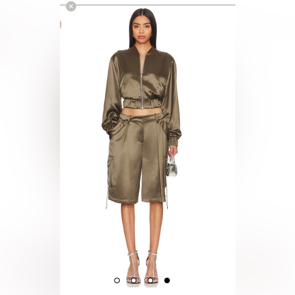 Retrofete Olive Satin Cargo Shorts